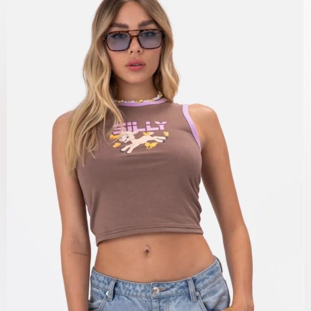 Adika Brown Silly Cropped Tank Top